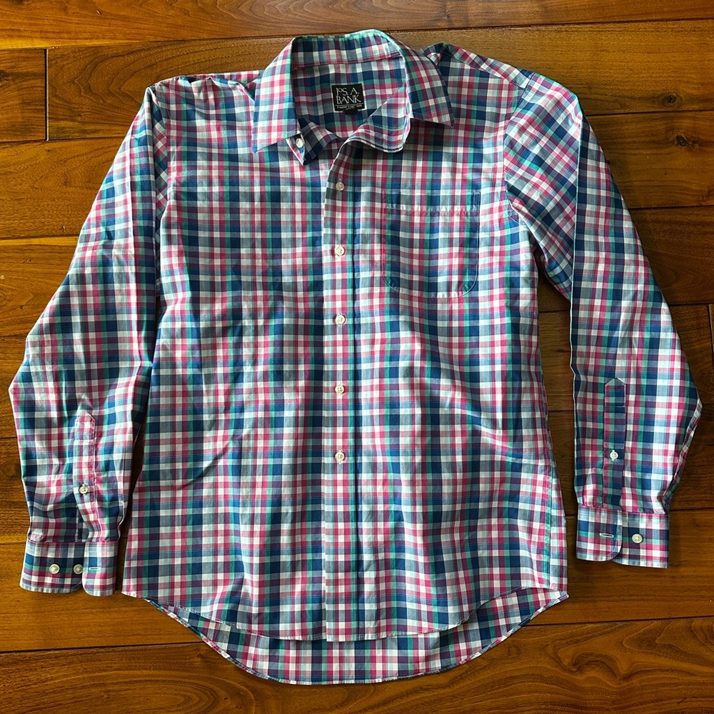 Jos. A. Bank Blue/Pink/Green/White Casual Button Down Long Sleeved Shirt